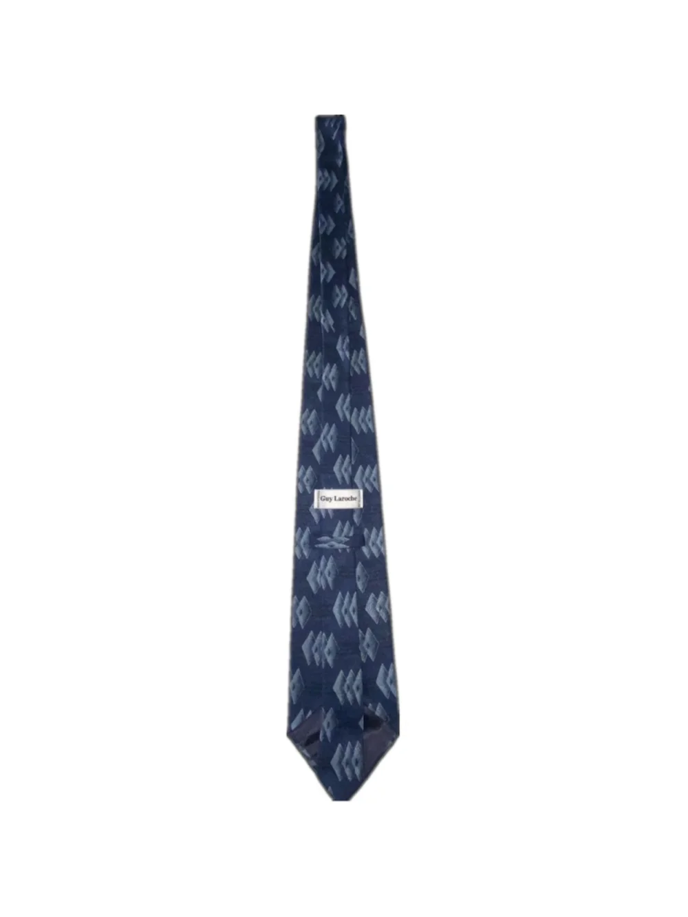 Vintage 1990s Guy Laroche 100% Silk Navy Blue Geometric Power Tie Mens Necktie
